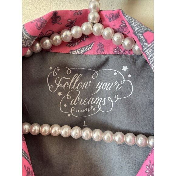 Mudpie Follow Your Dreams Womens Size L Sleep Shirt Pink Eiffel Tower Long Sleev - Picture 4 of 4